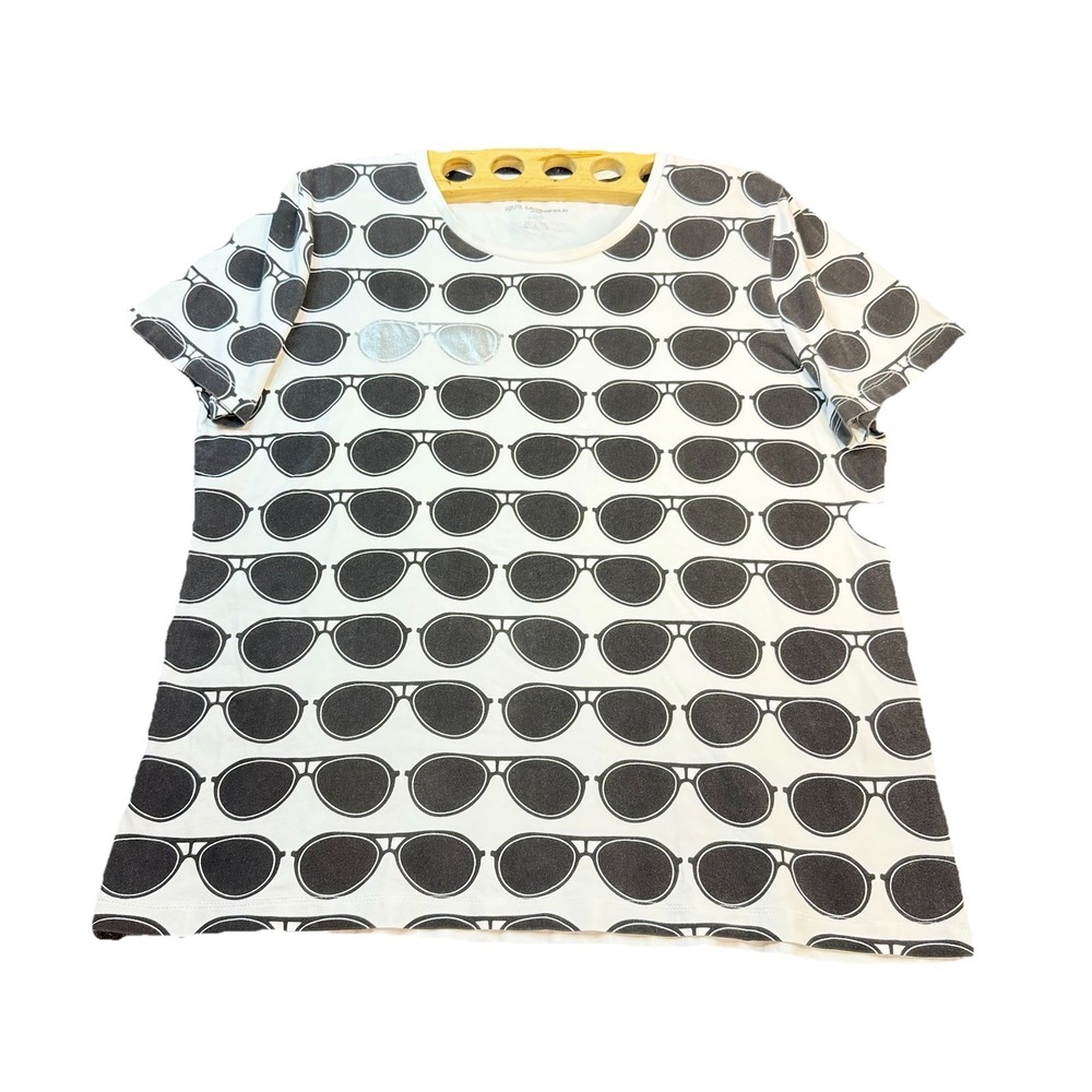 Karl Lagerfeld Paris T Shirt Womens Large Black & Silver Sunglasses